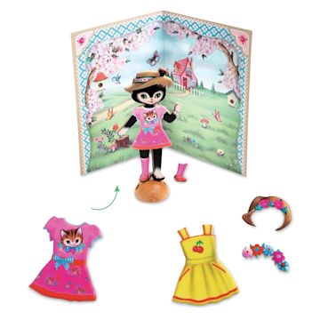 Open in modal - Djeco Le Petit Artist Collage Kit - Little Wardrobe Cats - single cat and wardrobe