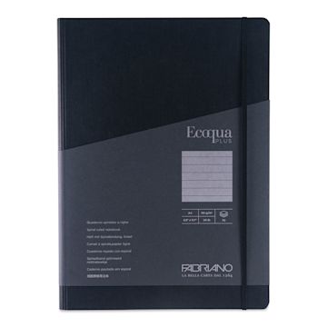 Open in modal - Fabriano Ecoqua Plus Hidden Spiral-Bound Notebook - Black, 11-7/10" x 8-1/4". Ruled, front cover