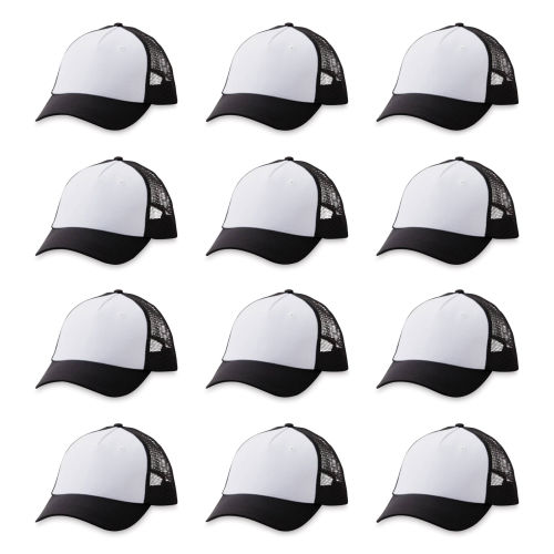 Cricut Hat Blanks - Trucker Hat, Black and White, Pkg of 12