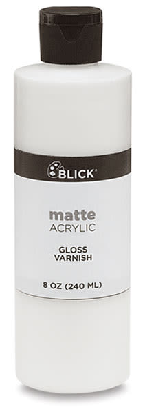 Blick Acrylic Varnishes -  front of Gloss Varnish bottle