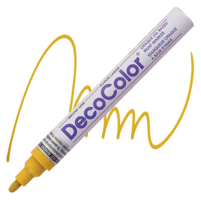 Decocolor Paint Marker - Mustard, Broad Tip (Swatch and Marker)