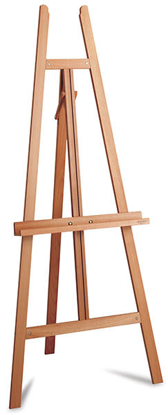 Mabef Lyre Display Easel - Left Angled view of standing display easel 
