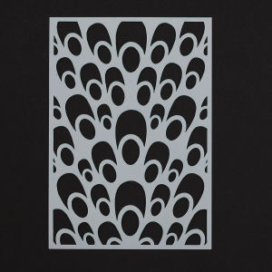 Gelli Arts Stencil - Peacock, 5" x 7" (Stencil on black background)