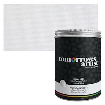 Open in modal - Tomorrow's Artist Eco-Friendly Heavy Body Acrylic Paint - Mountain White, 250 ml jar and swatch