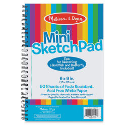 Melissa & Doug Mini Sketch Pad - 6" x 9", Spiral-Bound, Side, 50 Sheets (Closed, Cover shown)