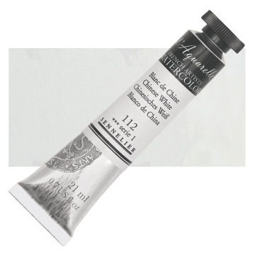 Sennelier French Artists' Watercolor - Chinese White, 21 ml, Tube with Swatch