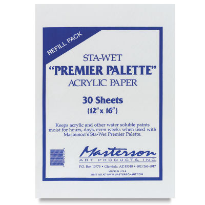 Masterson Sta-Wet Premier Palette Acrylic Film, 30 Sheets 12"x16"