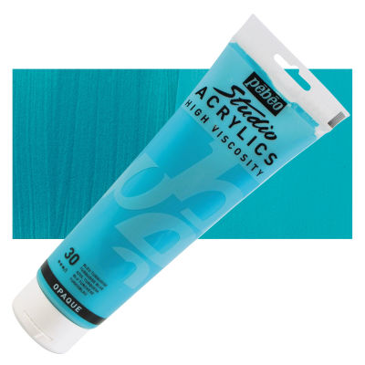 Pebeo High Viscosity Acrylics - Turquoise Blue, 250 ml, Tube with Swatch