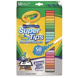 Crayola Super Tips Washable Marker Set - Assorted Colors, Fine Line, Set of 50