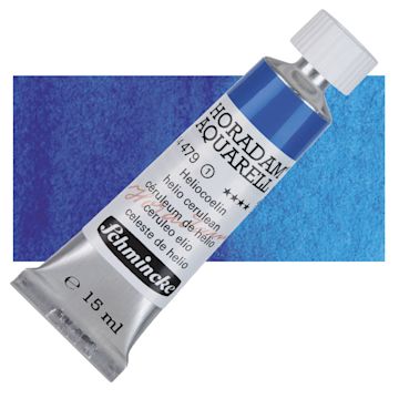 Open in modal - Schmincke Horadam Aquarell Artist Watercolor - Helio Cerulean, 15 ml tube and swatch