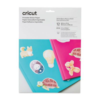 Cricut Printable Sticker Paper Sheets - White, 8-1/2" x 11", 12 Sheets