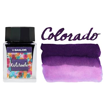 Open in modal - Sailor USA State Ink - Colorado, Purple, 20 ml, swatch and bottle