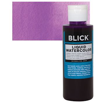 Open in modal - Blick Liquid Watercolor - Violet, 4 oz bottle and swatch