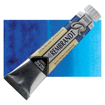 Open in modal - Rembrandt Artist Watercolor - Phthalo Blue Green, 20 ml tube and swatch