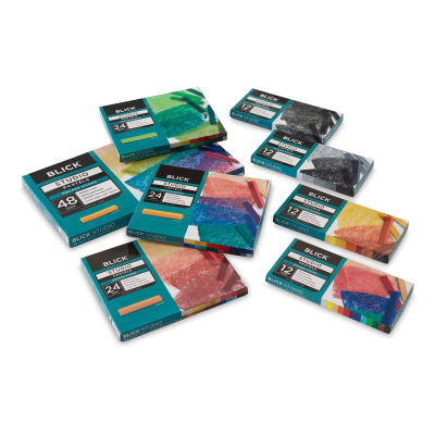 Blick Studio Pastels - Seven assorted sets. Fronts of packages.  