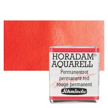 Open in modal - Schmincke Horadam Aquarell Watercolor - Permanent Red, Half Pan and swatch