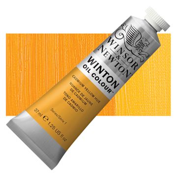 Open in modal - Winsor & Newton Winton Oil Color - Cadmium Yellow Hue, 37 ml tube and swatch