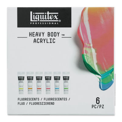 Liquitex Professional Heavy Body Acrylic Paint - Set of 6, Fluorescent Colors, 59 ml, Tubes (Front of packaging)