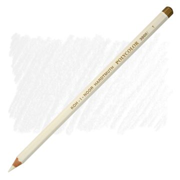 Open in modal - Koh-I-Noor Polycolor Dry Color Drawing Pencil - White 1, swatch and pencil