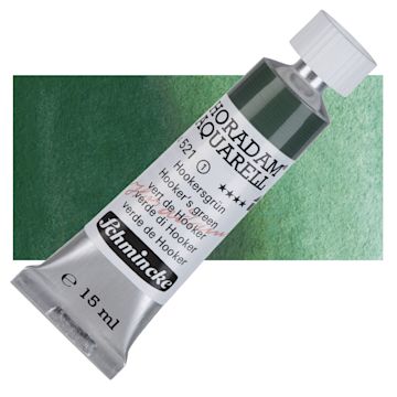 Open in modal - Schmincke Horadam Aquarell Artist Watercolor - Hooker's Green, 15 ml tube and swatch