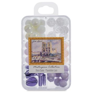 Open in modal - John Bead Masterpiece Collection Glass Bead Box - Notre Dame/Maximilien Luce (Front of packaging)
