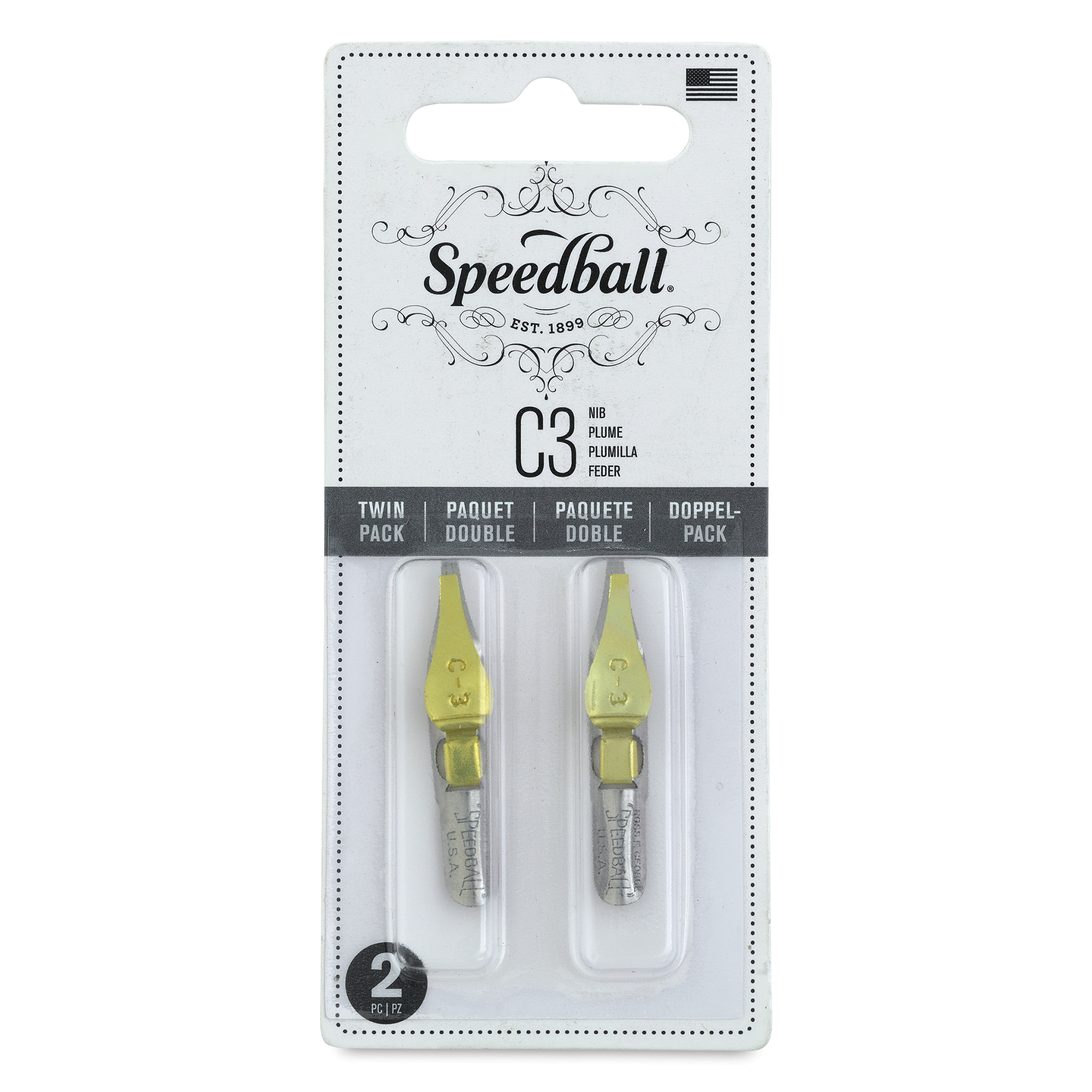 Speedball Broad Edge C-Series Flat Calligraphy Nibs - C3, Pkg of 2