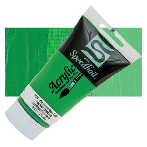 Speedball Acrylics - Permanent Green Light, 2.5 oz tube