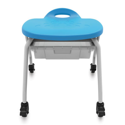  Stackable Classroom Stool with Wheels and Storage, front view of the stool. 