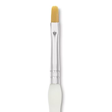 Open in modal - Royal & Langnickel Soft Grip Golden Taklon Brush - Shader, Short Handle, Size 4, close-up