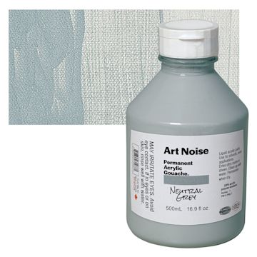 Open in modal - Tri-Art Art Noise Permanent Acrylic Gouache - Neutral Grey, 500 ml, Bottle and swatch