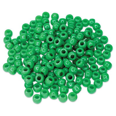 Craft Medley Barrel Pony Beads - Kelly Green, Package of 175