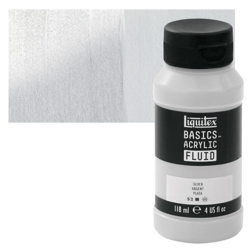 Liquitex Basics Acrylic Fluid Paint - Silver, 118 ml