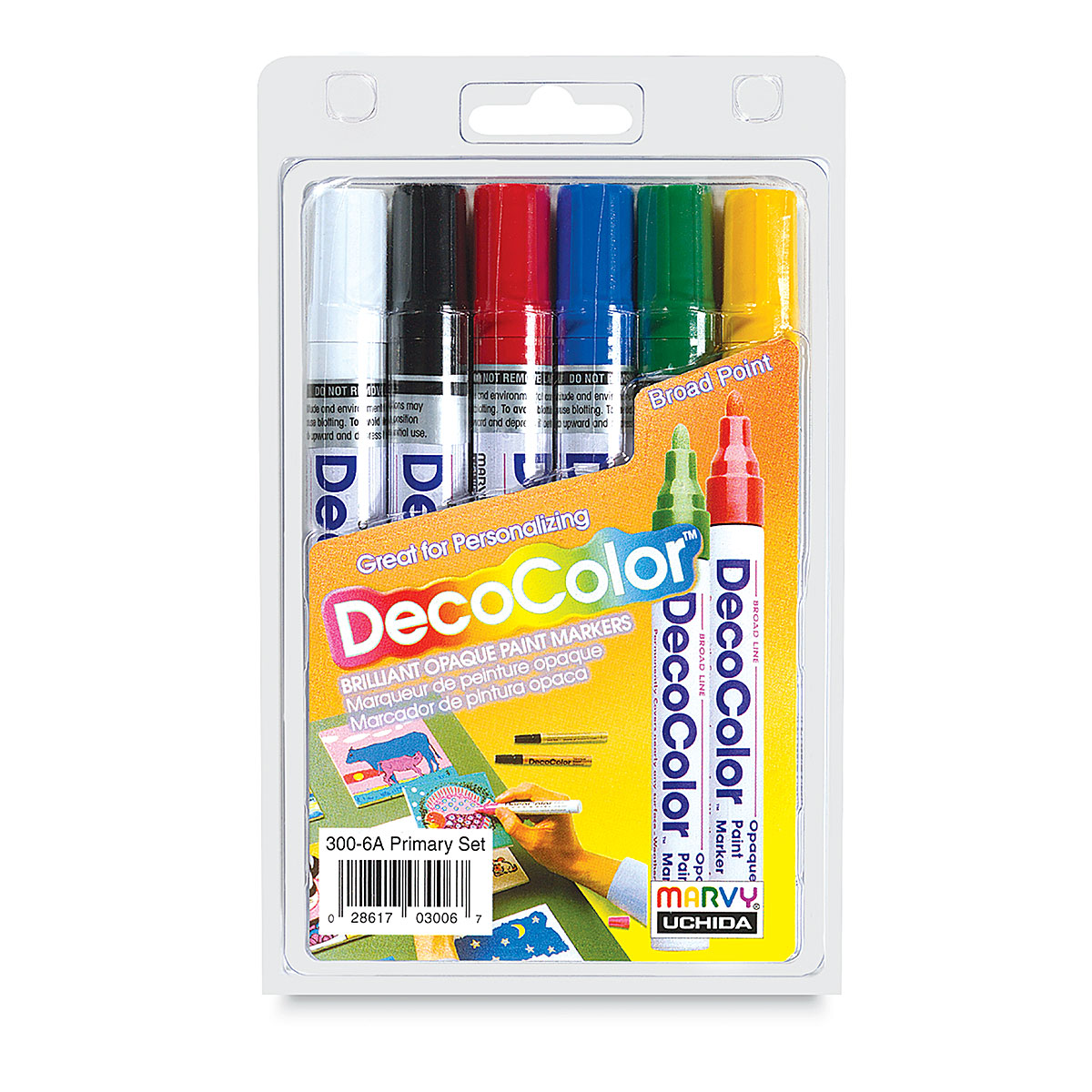 Uchida 300-6A 6-Piece Decocolor Broad Point Paint Marker Set 