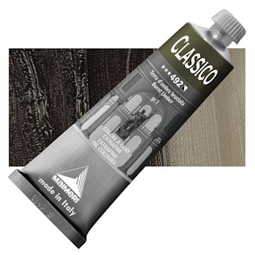 Open in modal - Maimeri Classico Oil Color - Burnt Umber, 60 ml tube and swatch