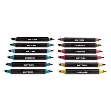 Open in modal - Molotow Sketcher Twin Graphic Markers - Main Kit 3, markers laid out
