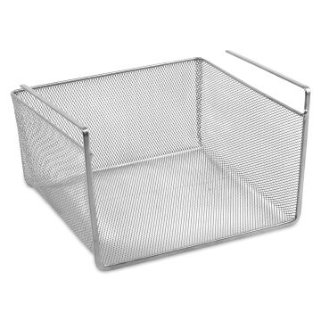 Design Ideas MeshWorks Undershelf Basket - Silver, Large (angled view)