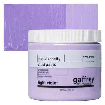 Open in modal - Gaffrey Art Material Standard Body Acrylic Paint - Light Violet, 473 ml jar and swatch
