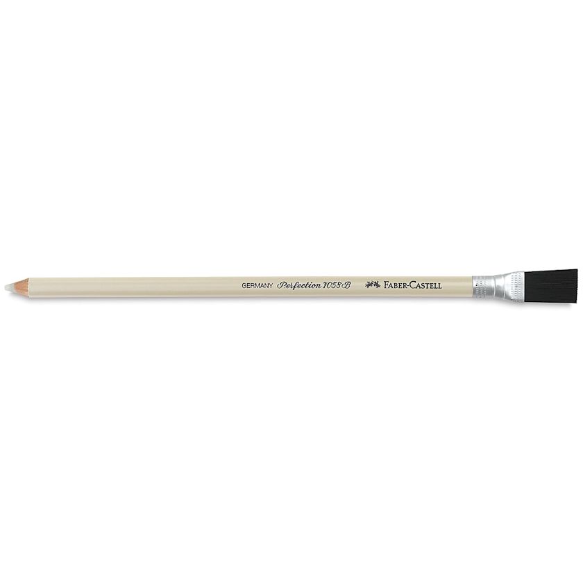 FaberCastell Perfection Eraser Pencil with Brush, 7058B White Eraser