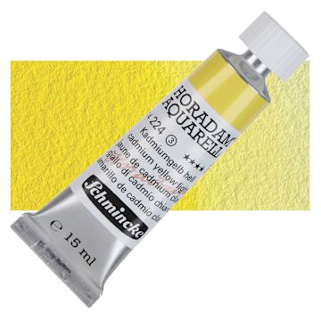 Open in modal - Schmincke Horadam Aquarell Artist Watercolor - Cadmium Yellow Light, 15 ml tube and swatch