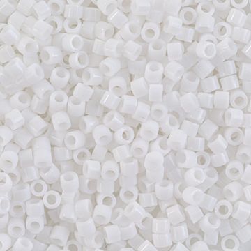 Open in modal - John Bead Miyuki Delica Glass Beads - Chalk White, Glossy (Close-up of beads)