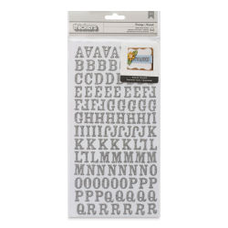 American Crafts Thickers Glitter Letter Sticker Sheets - Silver (Front of packaging)