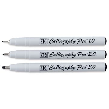 Open in modal - Kuretake Zig Calligraphy Pen - Set of 3 Square tip pens shown uncapped horizontally