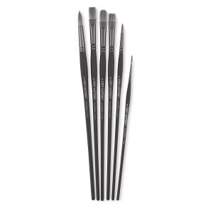 Richeson Grey Matters Brush Set - Set of 6 Synthetic Acrylic Brushes shown upright