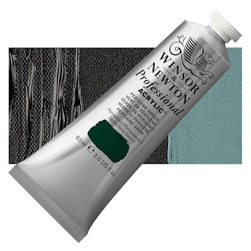 Open in modal - Winsor & Newton Professional Acrylic Paint - Perylene Green, 60 ml tube and swatch