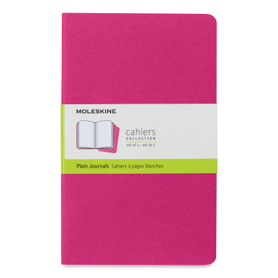 Moleskine Cahier Journals - 8-1/4" x 5", Blank, Kinetic Pink, Pkg of 3