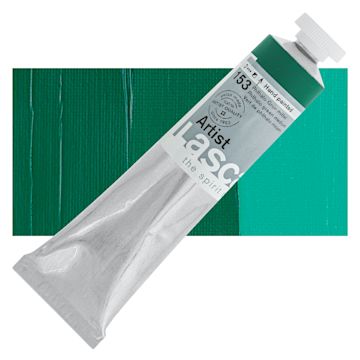 Open in modal - Lascaux Artist Acrylic - Phthalo Green Medium, 45 ml tube and swatch