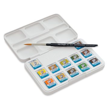 Open in modal - Van Gogh Watercolors Set - Shades of Nature Set of 12 Pans, inside package view