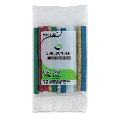 Surebonder Mini Glue Sticks - Assorted Glitter, Pkg of 12, 5/16" x 4"