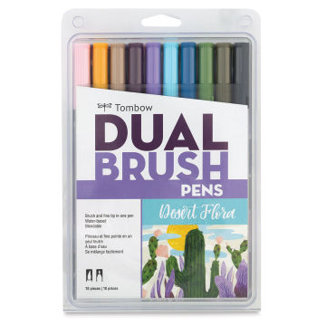 Tombow Dual Brush Pens - Set of 10, Desert Flora Colors. Front of package.