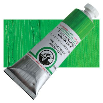 Open in modal - Old Holland Classic Oil Color - Old Holland Green Light, 40 ml tube and swatch